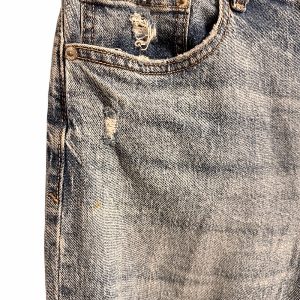 Daze Tough Love High Waisted Distressed Straight Leg Blue Jeans - Picture 5 of 5